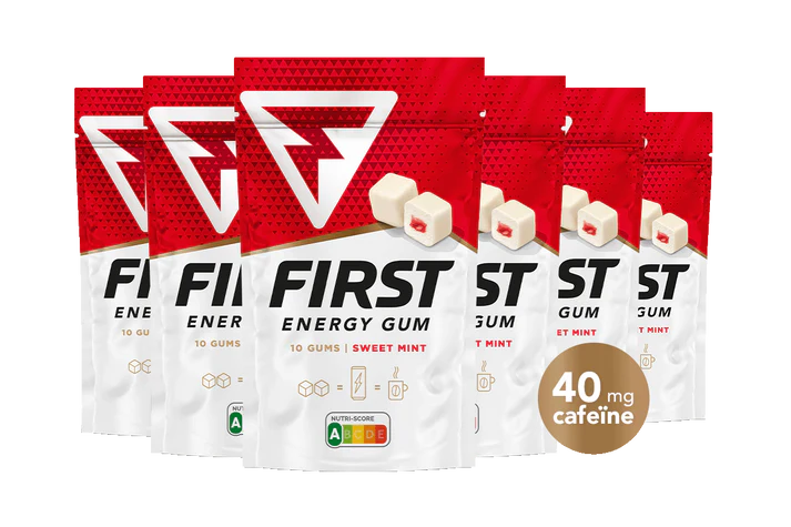 First Energy Gum Red - Cafeïne kauwgom - zakje met 10 gums