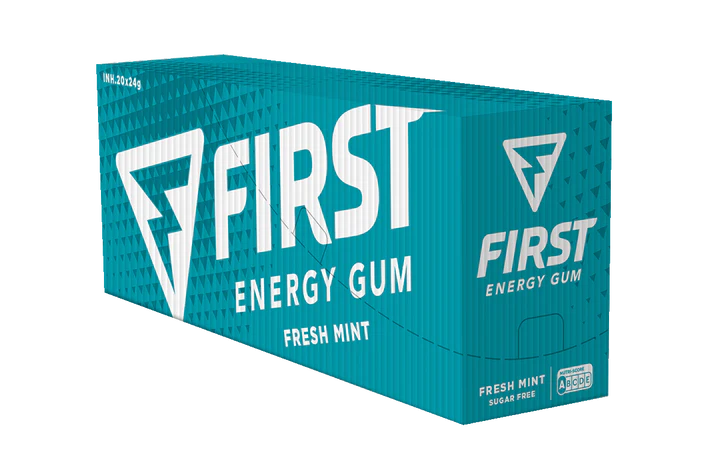 First Energy Gum Blue - Cafeïne kauwgom - doos met 20 zakjes