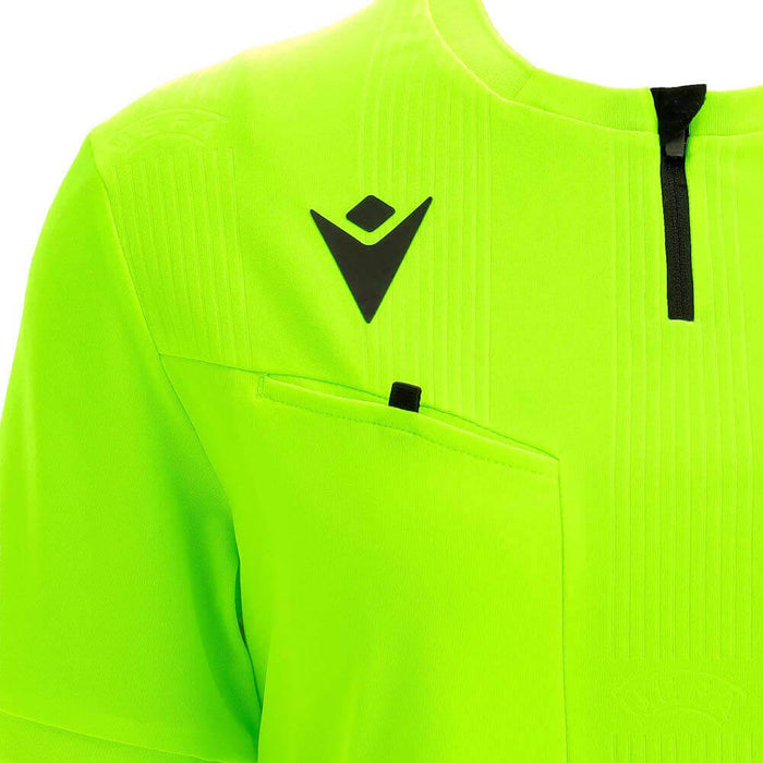UEFA 2021 Scheidsrechtersshirt Vrouwen Neon Geel | €69,99 | Macron | Wedstrijdkleding | Maat: XS, S, M, L, XL | Kleur: Neon Geel | Scheidsrechters.nl